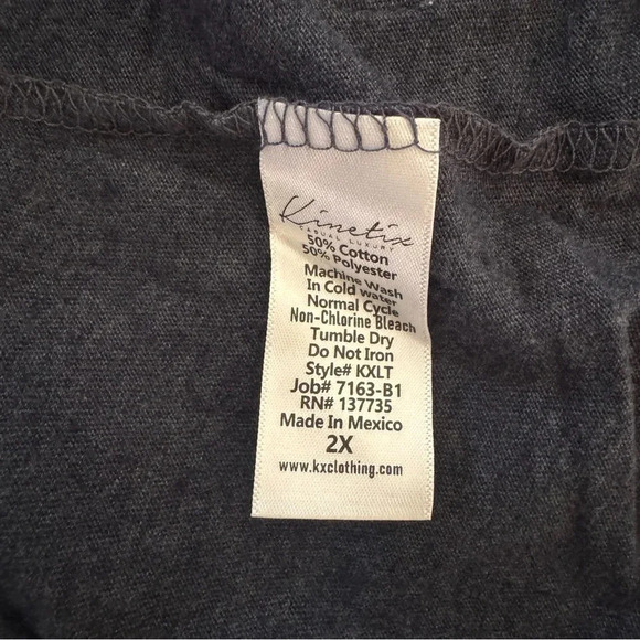Kinetix Casual Luxury Navy Heather Blue Shirt Top Long Sleeve Crew Neck 2X NWT - Picture 8 of 8